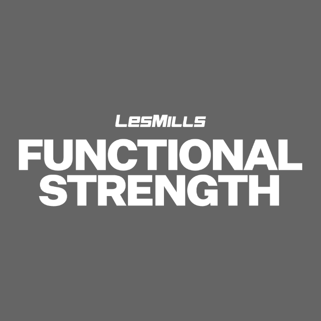 Logo LesMills 'FUNCTIONAL STRENGTH' en blanc