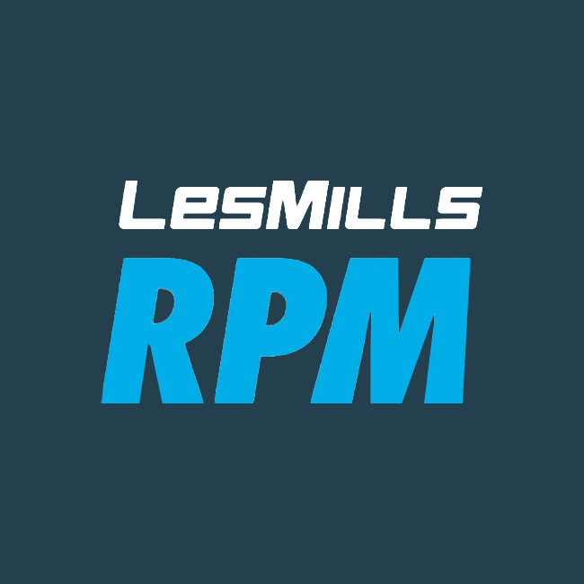 Logo LesMills RPM bleu sur fond noir